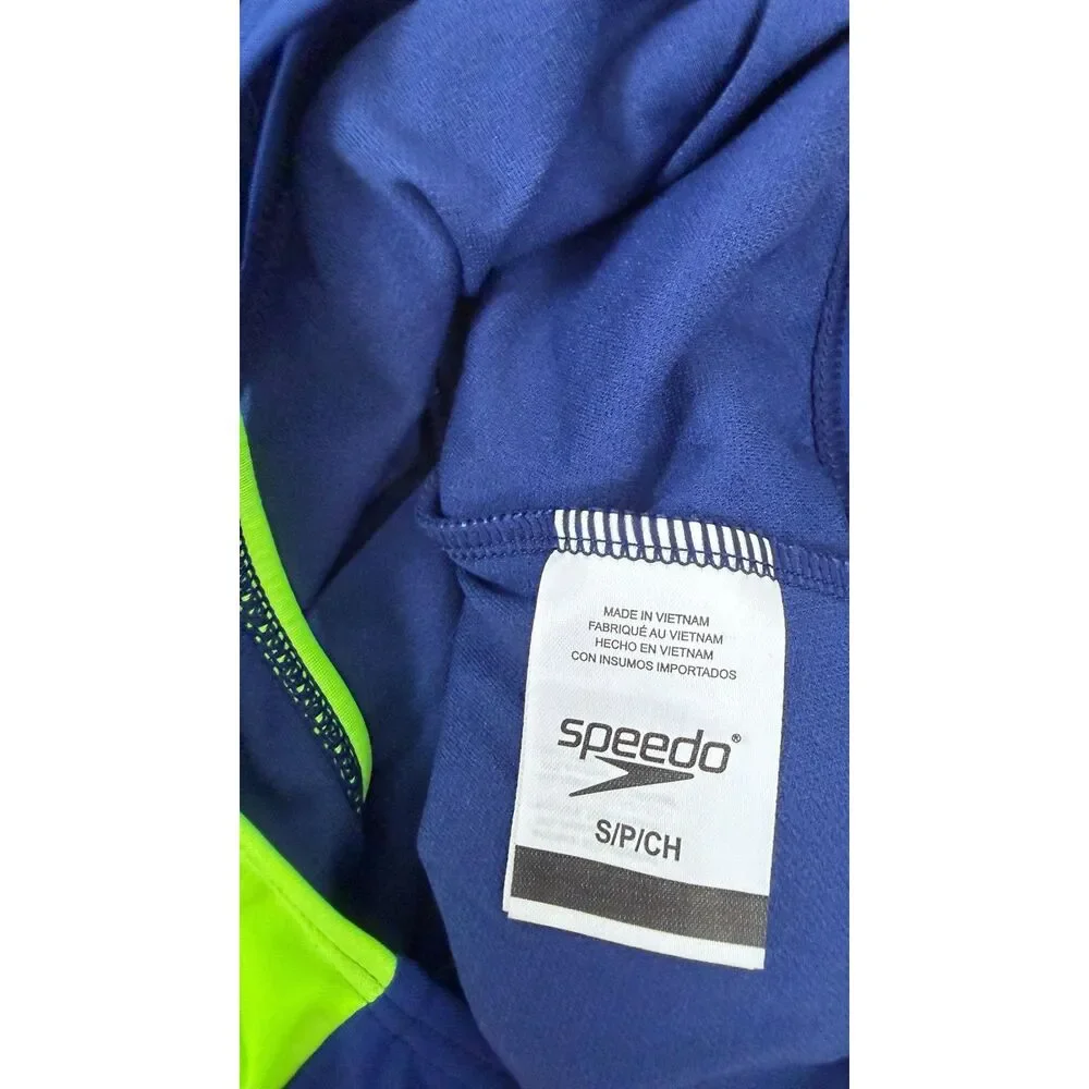 NWT Speedo Girls Small Blue Green Athletic Performance One Piece Swimsuit